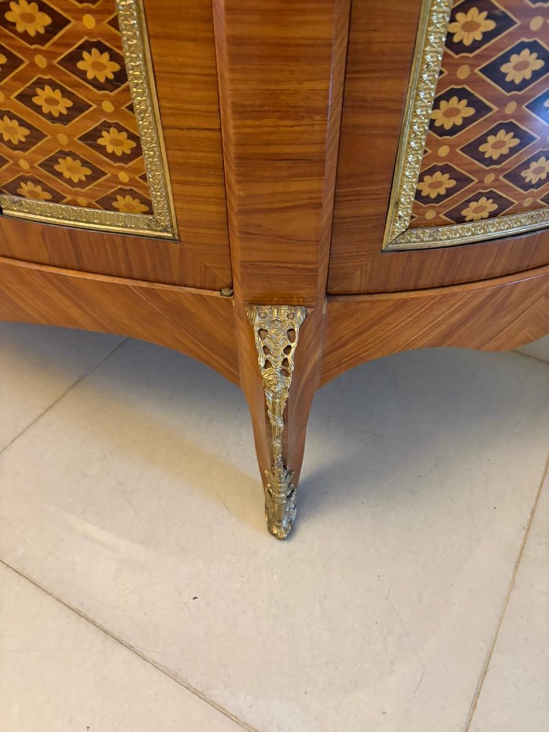 Fine Quality Antique French Kingwood Marquetry and Parquetry Inlaid Marble Top Sideboard